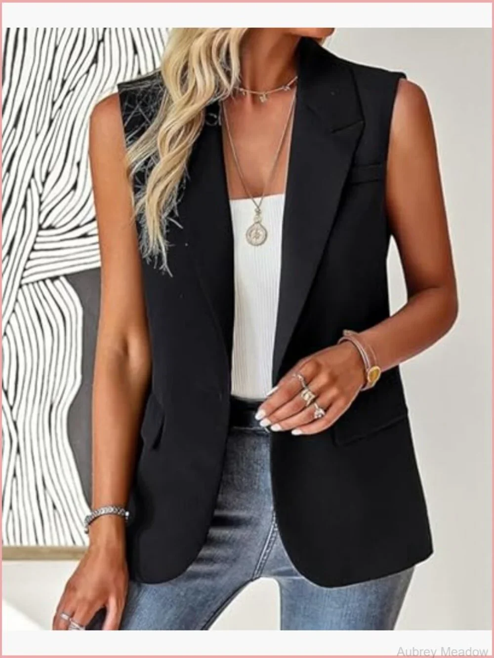 Sleeveless Blazer Vest Casual Button Front Lightweight Jacket Summer Work